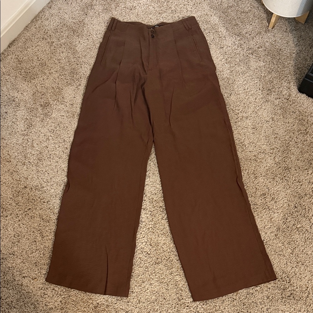 Mango Women's Chocolate Brown Trousers